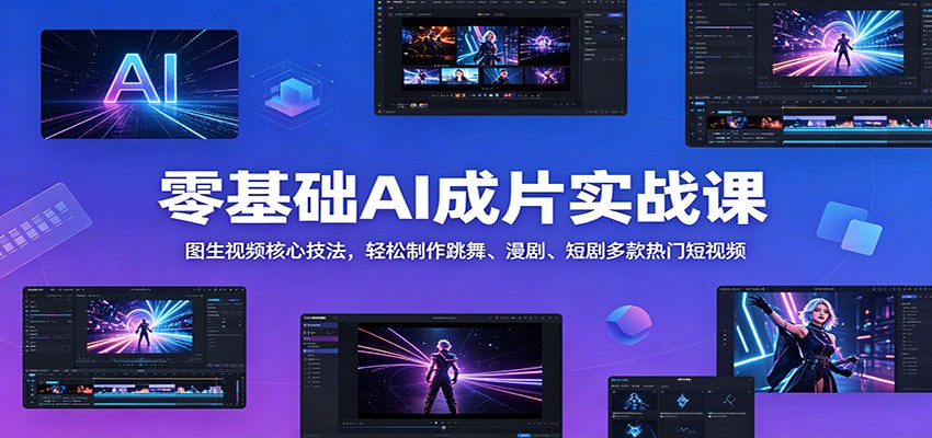 零基础AI成片实战课:图生视频核心技法,轻松制作跳舞、漫剧、短剧多款热门短视频-来聚吧