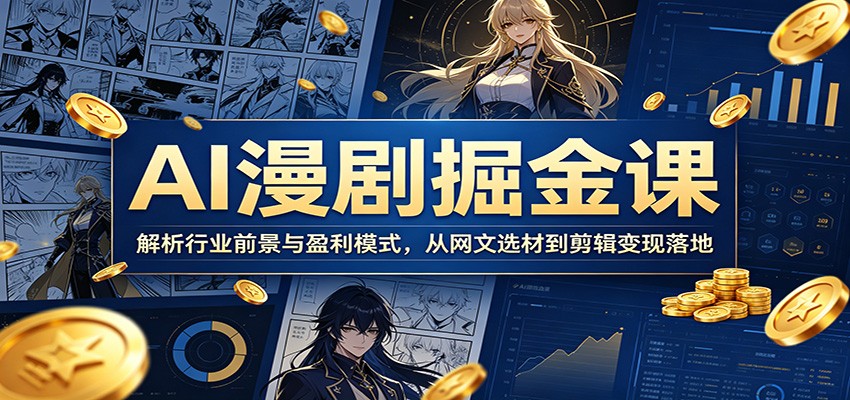 AI漫剧掘金课：解析行业前景与盈利模式，从网文选材到剪辑变现落地-来聚吧