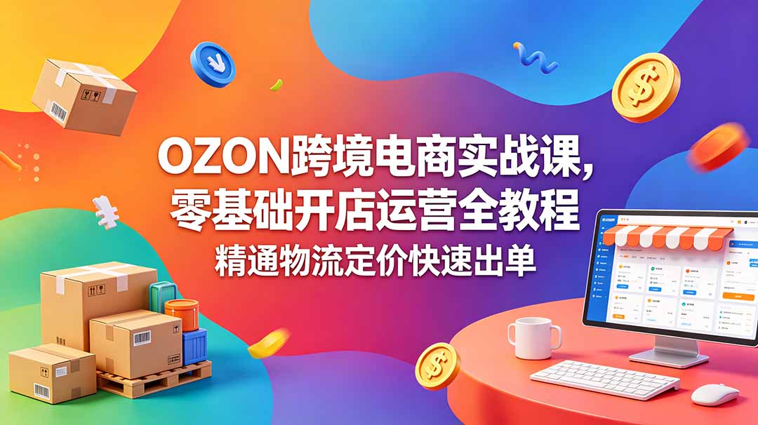 OZON 跨境电商实战课,零基础开店运营全教程,精通物流定价快速出单-来聚吧
