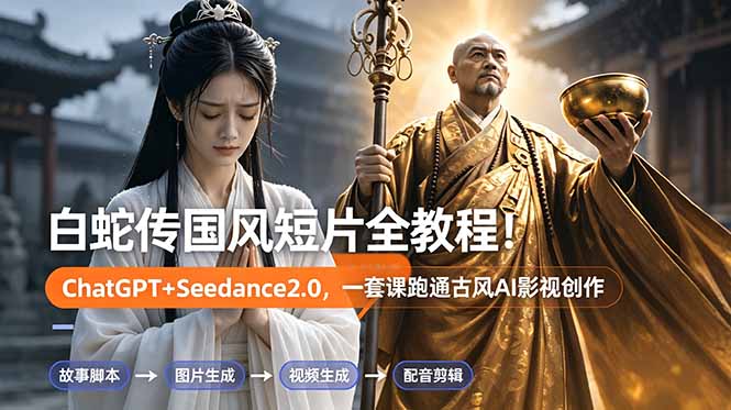 白蛇传-国风短片全教程!ChatGPT+Seedance2.0,一套课跑通古风AI影视创作-来聚吧