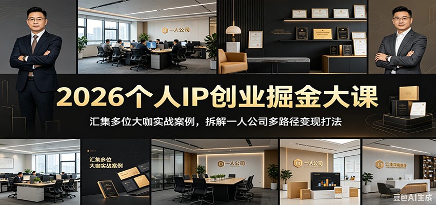 2026个人IP创业掘金大课：汇集多位大咖实战案例，拆解一人公司多路径变现打法-来聚吧