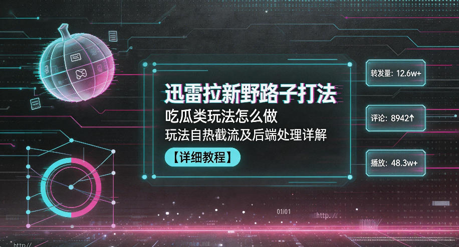 迅雷拉新野路子打法,吃瓜类玩法怎么做,玩法自热截流及后端处理详解-来聚吧