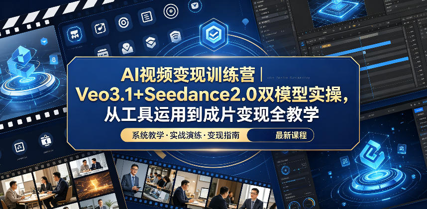 AI视频变现训练营|Veo3.1+Seedance2.0双模型实操,从工具运用到成片变现全教学-来聚吧