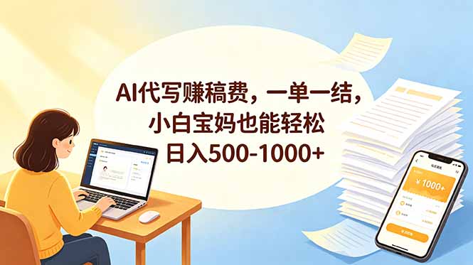 AI代写赚稿费,一单一结,小白宝妈也能轻松日入500-1000+-来聚吧