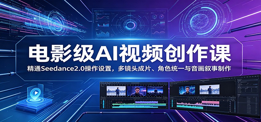 电影级AI视频创作课:精通Seedance2.0操作设置,多镜头成片、角色统一与音画叙事制作-来聚吧