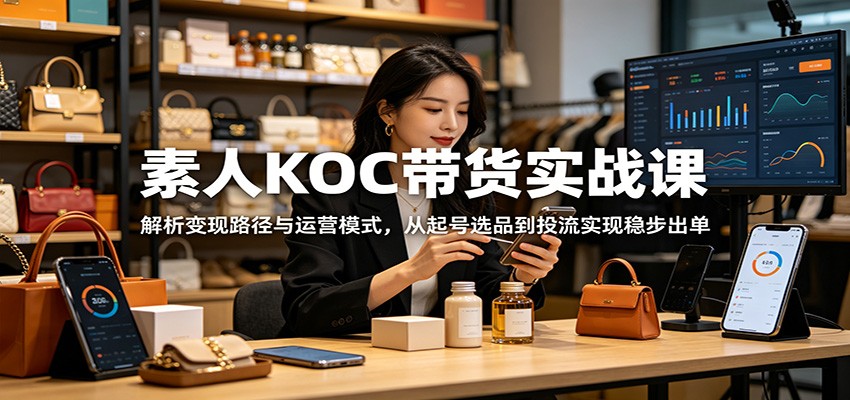 素人KOC带货实战课：解析变现路径与运营模式，从起号选品到投流实现稳步出单-来聚吧