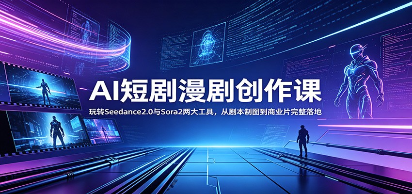 AI短剧漫剧创作课:玩转Seedance2.0与 Sora2两大工具,从剧本制图到商业片完整落地-来聚吧