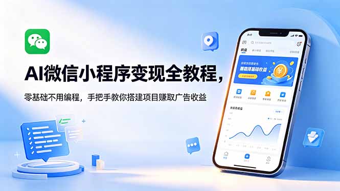 AI微信小程序变现全教程,零基础不用编程,手把手教你搭建项目赚取广告收益-来聚吧