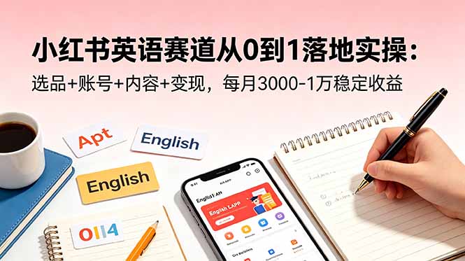 小红书英语赛道从0到1落地实操：选品+账号+内容+变现，每月3000-1万稳定收益-来聚吧