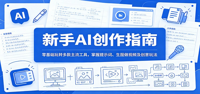新手AI创作指南:零基础玩转多款主流工具,掌握提示词、生图做视频及创意玩法-来聚吧