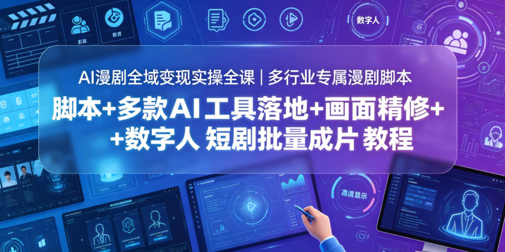 AI漫剧全域变现实操全课|多行业专属漫剧脚本+多款AI工具落地+画面精修+数字人短剧批量成片全教程-来聚吧