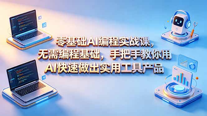 零基础AI编程实战课-更新,无需编程基础,手把手教你用AI快速做出实用工具产品-来聚吧