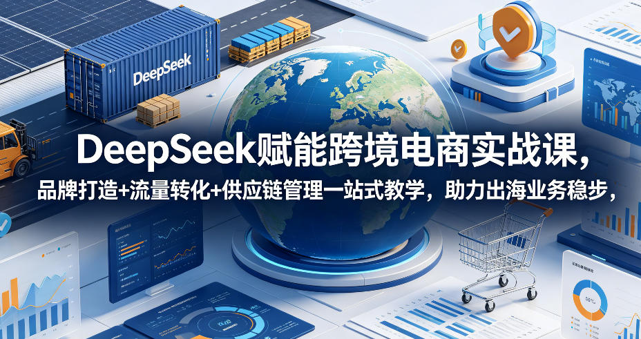 DeepSeek赋能跨境电商实战课,品牌打造+流量转化+供应链管理一站式教学,助力出海业务稳步发展-来聚吧