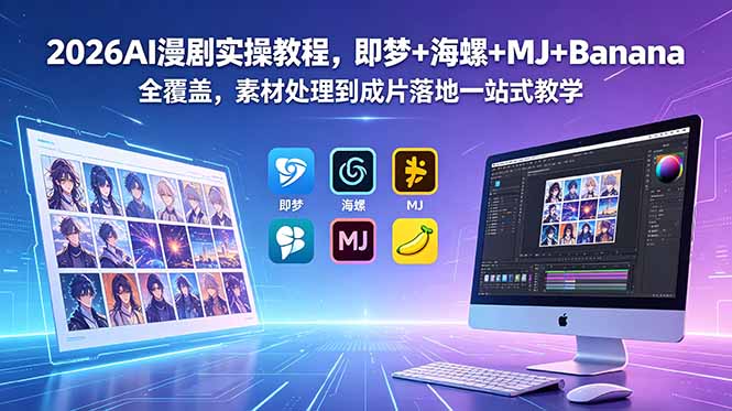 2026AI漫剧实操教程,即梦+海螺+MJ+Banana全覆盖,素材处理到成片落地一站式教学-来聚吧
