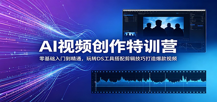 AI视频创作特训营:零基础入门到精通,玩转DS工具搭配剪辑技巧打造爆款视频-来聚吧