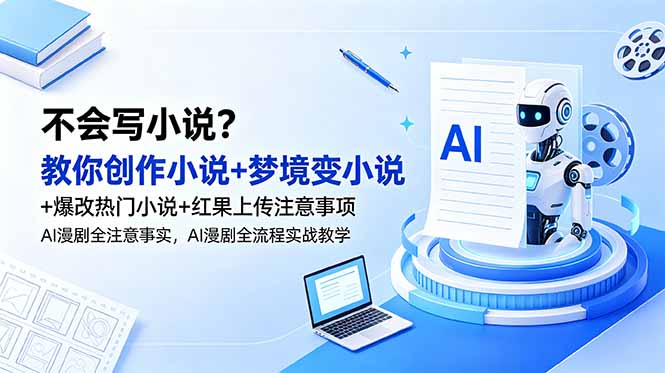 不会写小说？教你创作小说+梦境变小说+爆改热门小说+红果上传注意事项，AI漫剧全流程实战教学-来聚吧