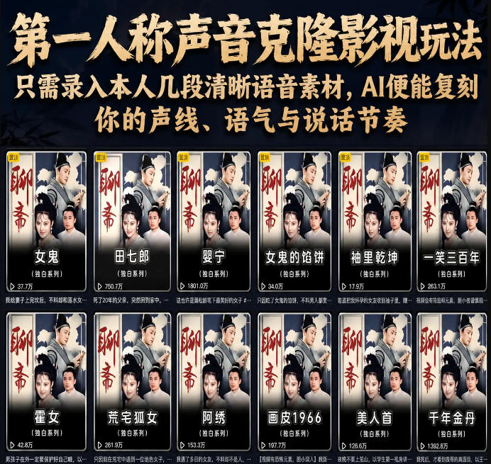第一人称声音克隆影视玩法,只需录入本人几段清晰语音素材,AI便能复刻你的声线、语气与说话节奏-来聚吧