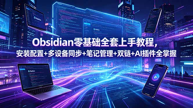 Obsidian零基础全套上手教程，安装配置+多设备同步+笔记管理+双链+AI插件全掌握-来聚吧
