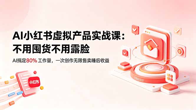 AI小红书虚拟产品实战课-更新:不用囤货不用露脸,AI搞定80%工作量,一次创作无限售卖睡后收益-来聚吧
