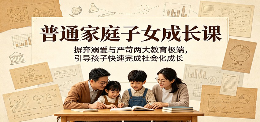 普通家庭子女成长课：摒弃溺爱与严苛两大教育极端，引导孩子快速完成社会化成长-来聚吧
