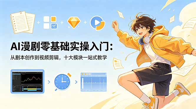 AI漫剧零基础实操入门:从剧本创作到视频剪辑,十大模块一站式教学-来聚吧