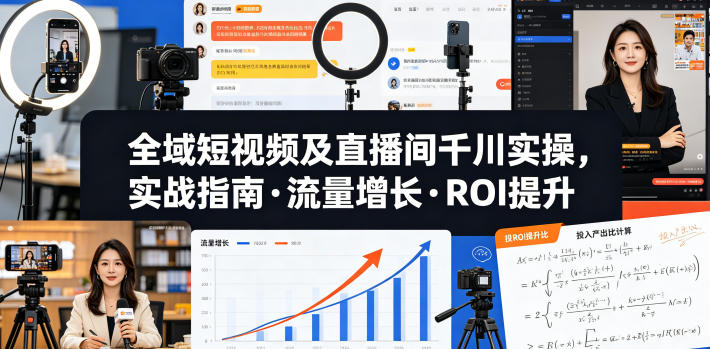 全域短视频及直播间千川实操，实战指南·流量增长·ROI提升(更新)-来聚吧