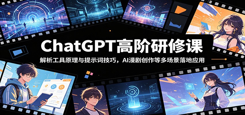 ChatGPT高阶研修课:解析工具原理与提示词技巧,AI漫剧创作等多场景落地应用-来聚吧