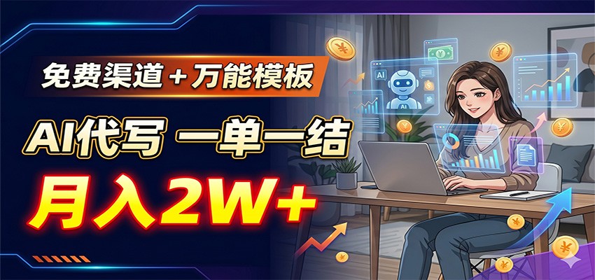 免费渠道+万能模板,AI代写一单一结,月入2W+-来聚吧
