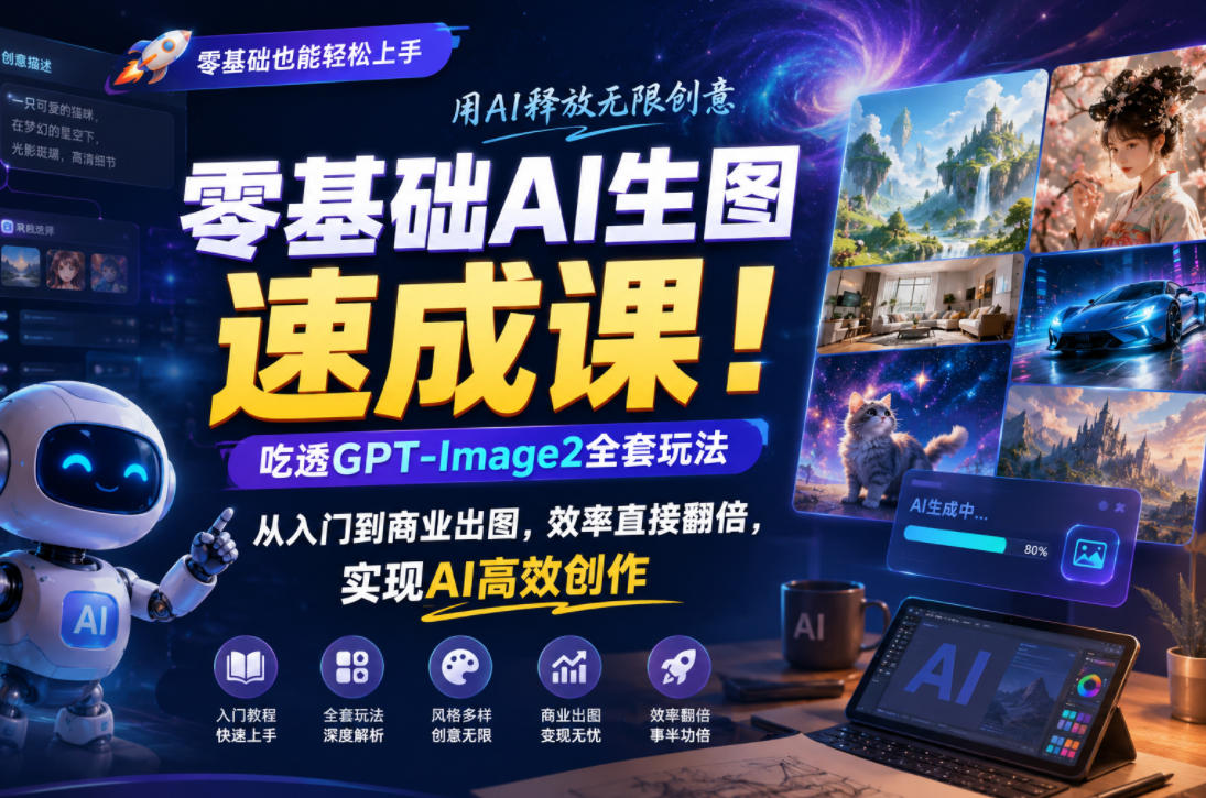 零基础AI生图速成课!吃透GPT-Image2全套玩法,从入门到商业出图,效率直接翻倍,实现AI高效创作-来聚吧