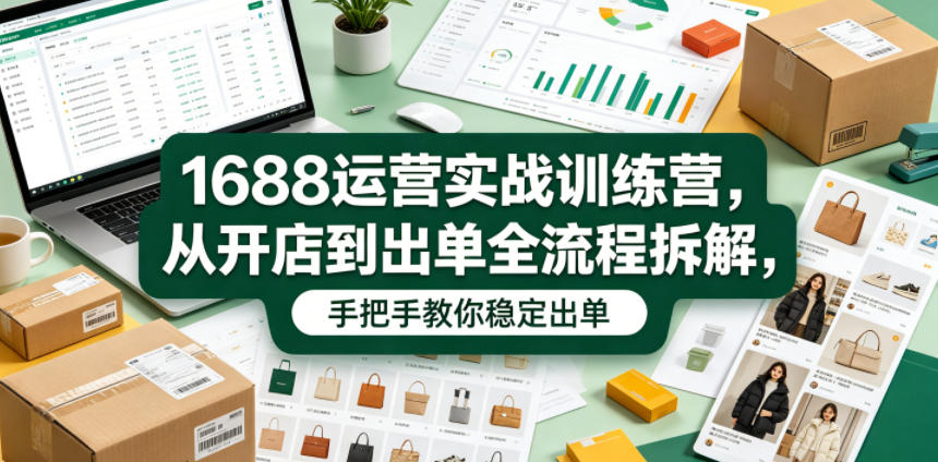1688运营实战训练营,从开店到出单全流程拆解,手把手教你稳定出单-来聚吧