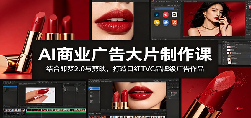 AI商业广告大片制作课:结合即梦2.0与剪映,打造口红TVC品牌级广告作品-来聚吧