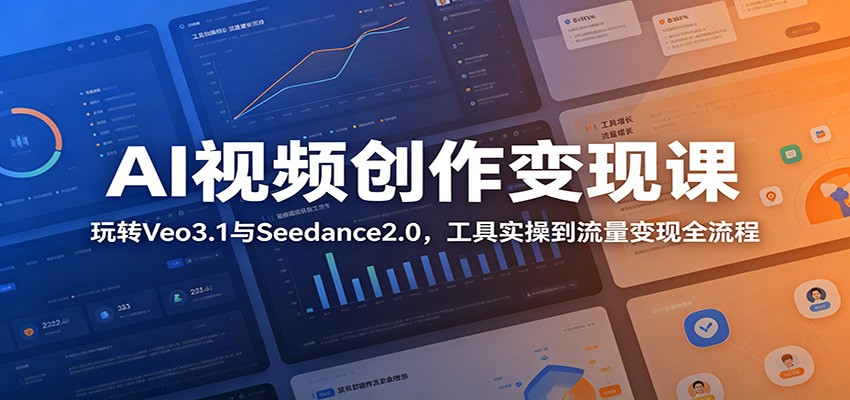 AI视频创作变现课:玩转Veo3.1与Seedance2.0,工具实操到流量变现全流程-来聚吧