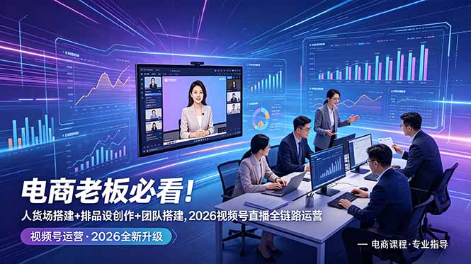 电商老板必看！人货场搭建+排品设计+素材创作+团队搭建，2026视频号直播全链路运营-来聚吧