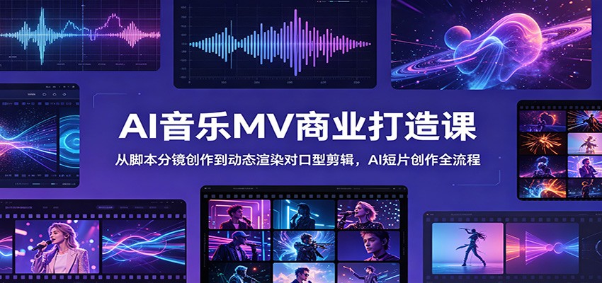 AI音乐MV商业打造课：从脚本分镜创作到动态渲染对口型剪辑，AI短片创作全流程-来聚吧