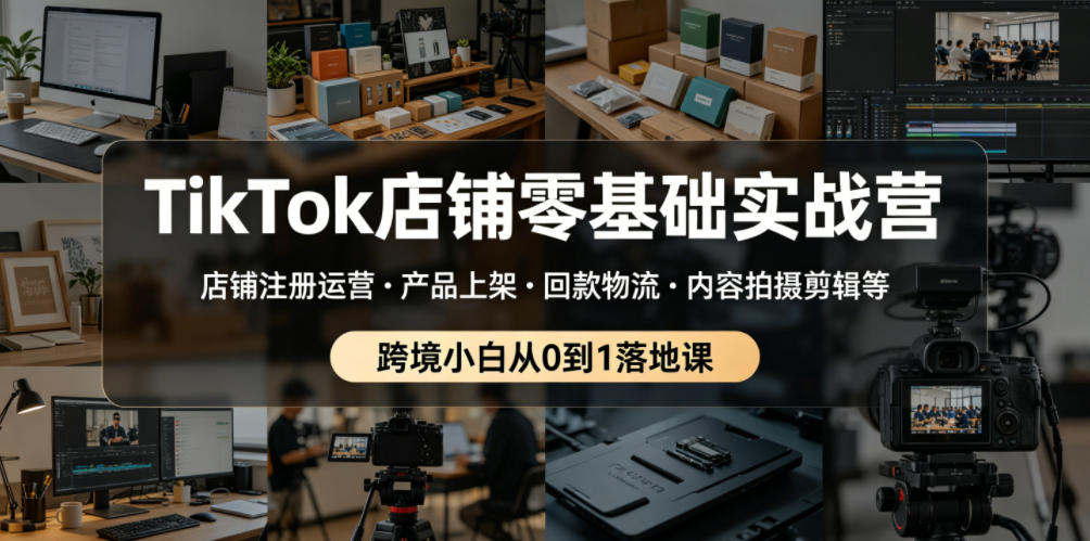 TikTok店铺零基础实战营,店铺注册运营・产品上架・回款物流・内容拍摄剪辑等 ,跨境小白从0到1落地课-来聚吧