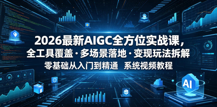 2026最新AIGC全方位实战课,全工具覆盖・多场景落地・变现玩法拆解,零基础从入门到精通系统视频教程-来聚吧