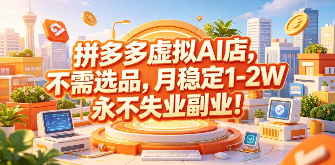 拼多多虚拟AI店,不需选品,月稳定1-2W,永不失业副业!【揭秘】-来聚吧