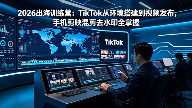 2026出海训练营:TikTok从环境搭建到视频发布,手机剪映混剪去水印全掌握-来聚吧