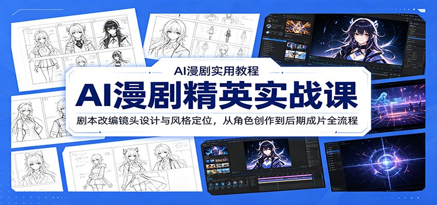 AI漫剧精英实战课:剧本改编镜头设计与风格定位,从角色创作到后期成片全流程-来聚吧