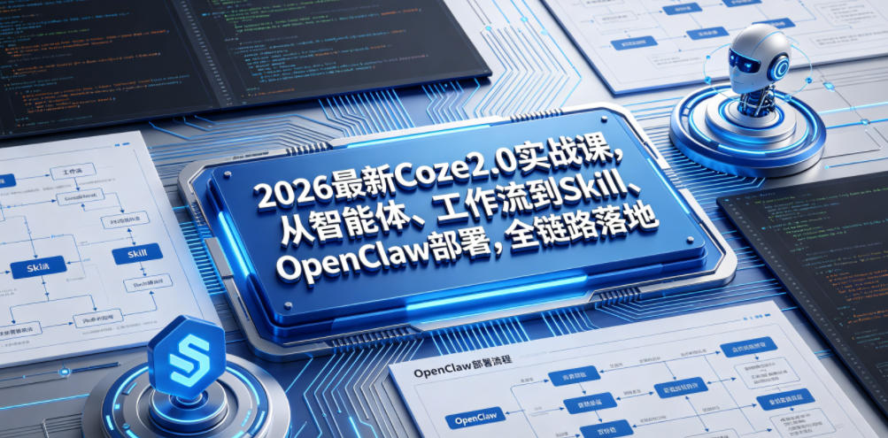 2026最新Coze2.0实战课,从智能体、工作流到Skill、OpenClaw部署,全链路落地-来聚吧
