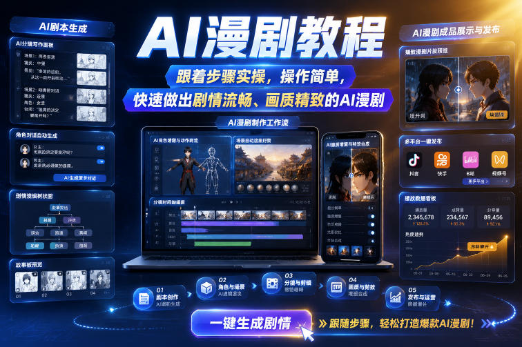 AI漫剧教程，跟着步骤实操，操作简单，快速做出剧情流畅、画质精致的AI漫剧-来聚吧