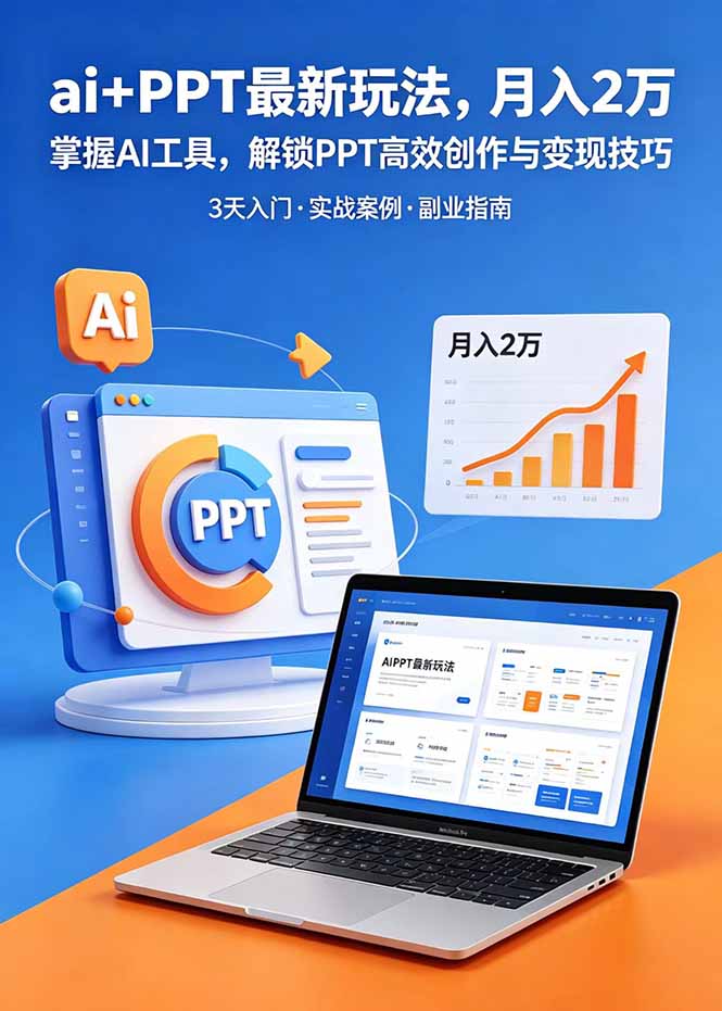 ai+PPT最新玩法,月入2万掌握AI工具,解锁PPT高效创作与变现技巧3天入门,实战案例·副业指南-来聚吧