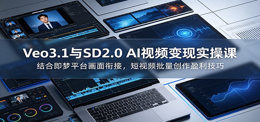 Veo3.1与SD2.0 AI视频变现实操课课:结合即梦平台画面衔接,短视频批量创作盈利技巧-来聚吧