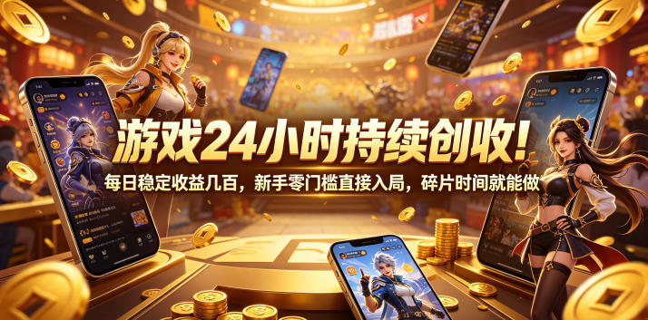 游戏24小时持续创收!每日稳定收益几百,新手零门槛直接入局,碎片时间就能做【揭秘】-来聚吧