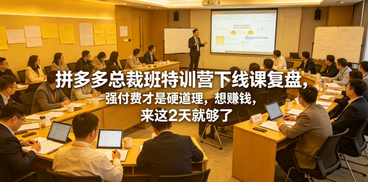 拼多多总裁班特训营下线课复盘,强付费才是硬道理,想賺钱,来这2天就够了-来聚吧