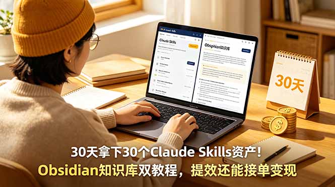 30天拿下30个Claude Skills资产!Obsidian知识库双教程,提效还能接单变现-来聚吧
