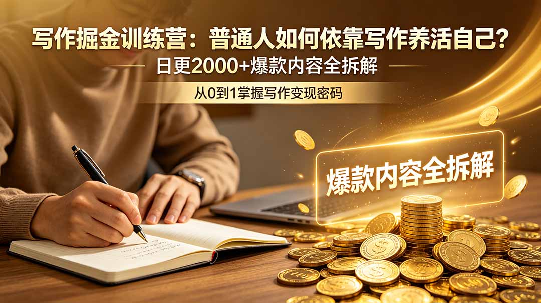 写作掘金训练营：普通人如何依靠写作养活自己？日更2000+爆款内容全拆解-来聚吧