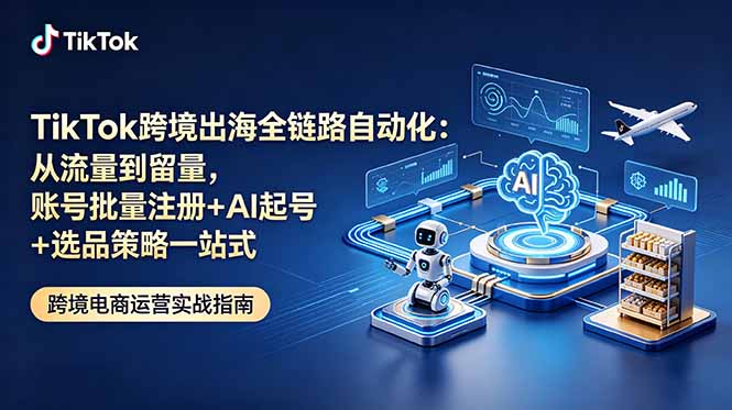 TikTok跨境出海全链路自动化:从流量到留量,账号批量注册+AI起号+选品策略一站式-来聚吧