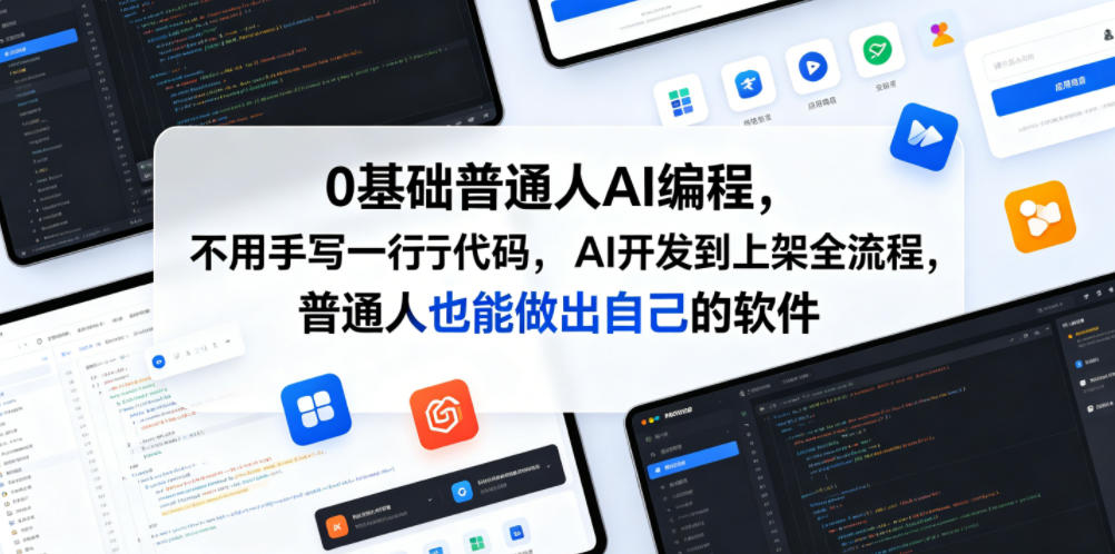 0基础普通人AI编程,不用手写一行代码,AI开发到上架全流程,普通人也能做出自己的软件-来聚吧