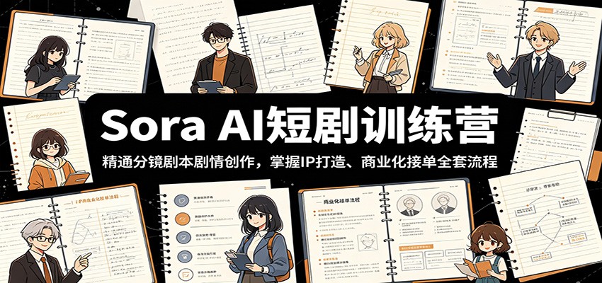 Sora AI短剧训练营:精通分镜剧本剧情创作,掌握IP打造、商业化接单全套流程-来聚吧